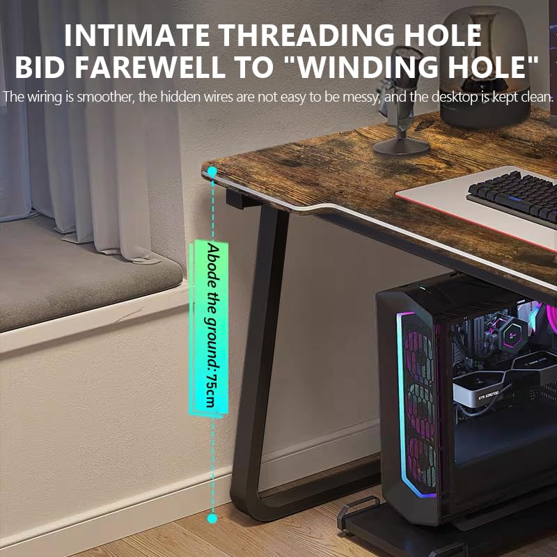 XUEGW Gaming Desk, PC Table Student Writing Desks, Modern Wood Desk for Computer, Gamer Table for Home, Office