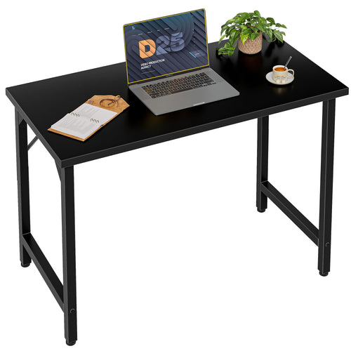 Grandder 80 cm Computer Desk, Small Home Office Desk Study Writing Kid Table for Small Spaces, Simple PC Gaming Desk, Adjustable Feet, Black