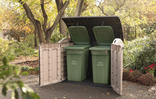 2000L Weather-Resistant Outdoor Garden Storage Shed in Beige Brown