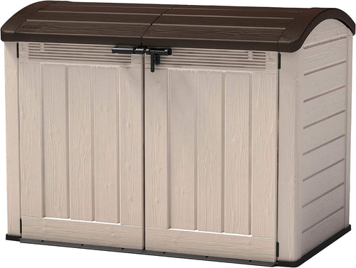 2000L Weather-Resistant Outdoor Garden Storage Shed in Beige Brown